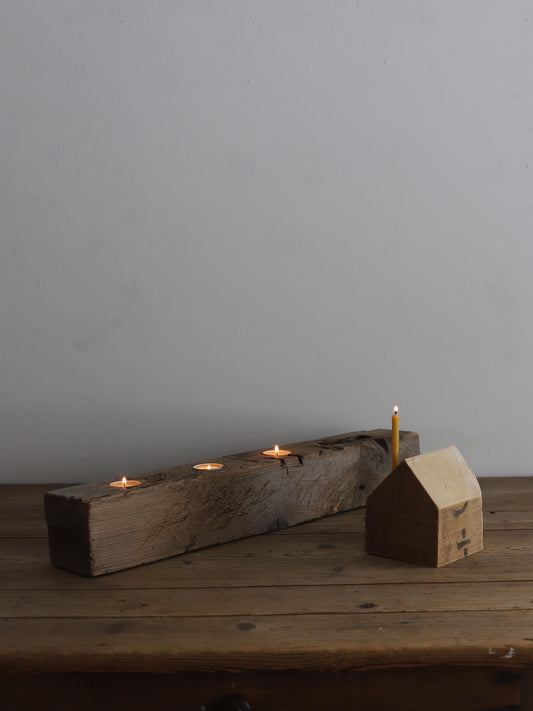 058 古材のキャンドルスタンド３連