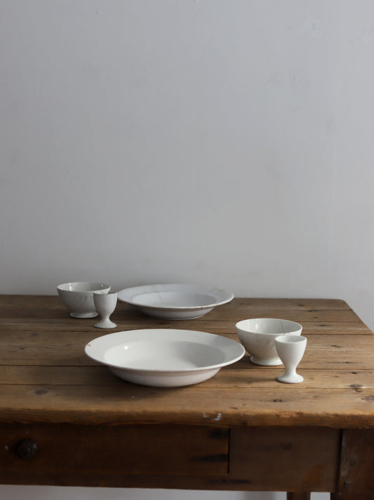 086 お皿、卵立て、カフェオレボウルの朝ごはんセット