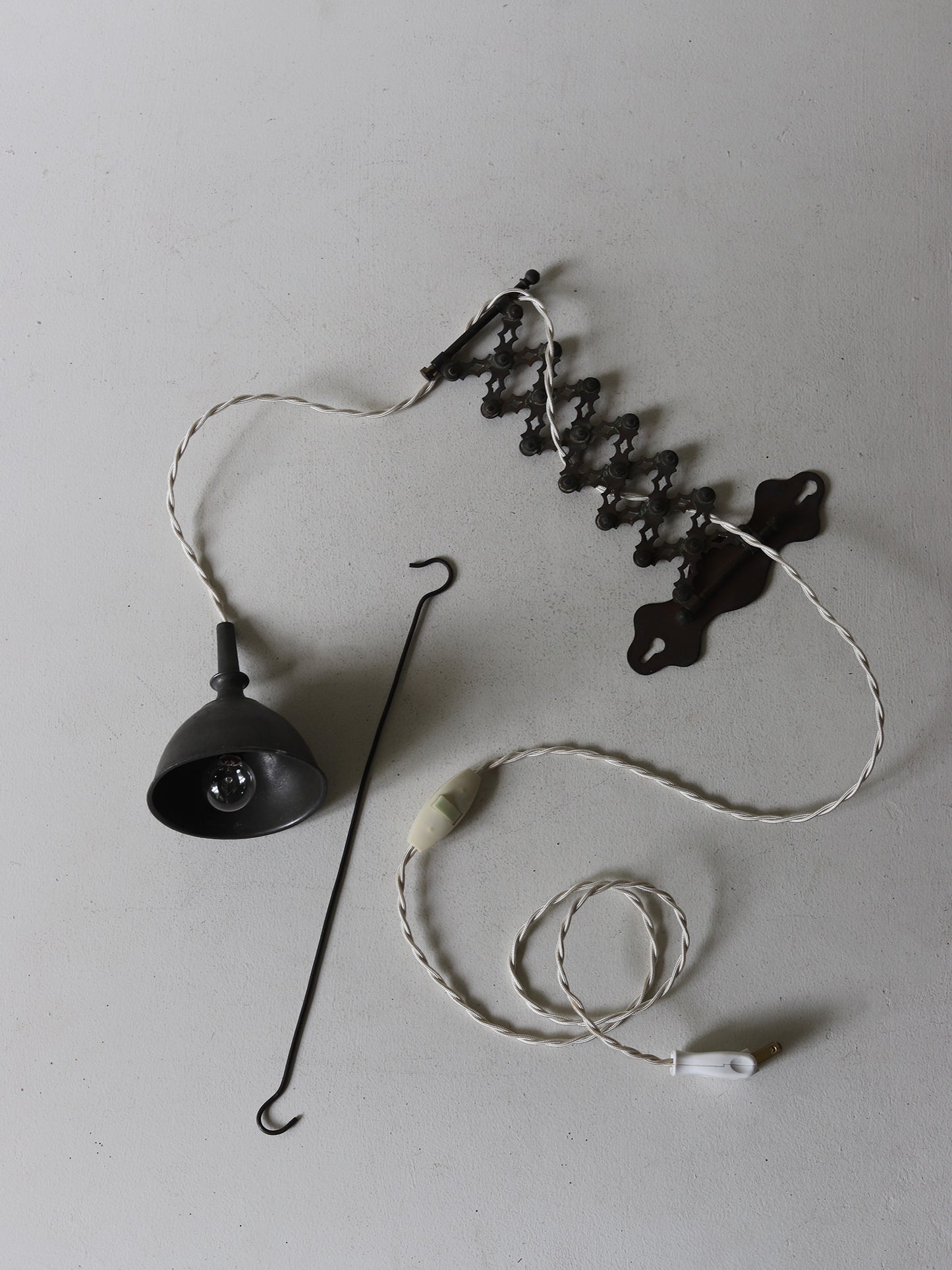 PEWTER FUNNEL LAMP & SWITCH
