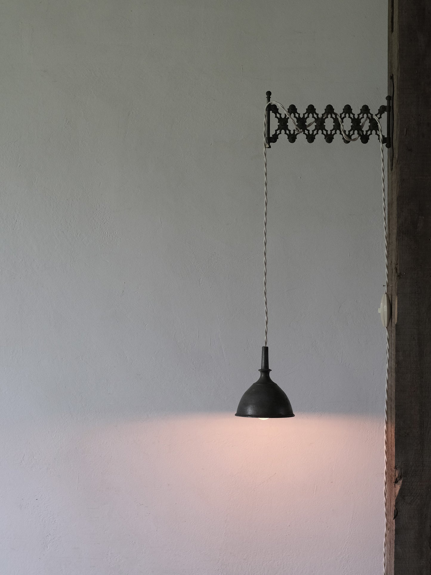 PEWTER FUNNEL LAMP & SWITCH