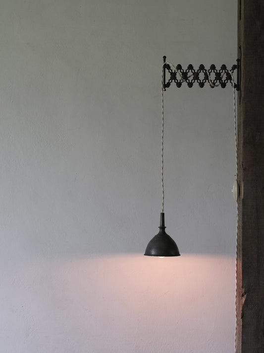 PEWTER FUNNEL LAMP & SWITCH