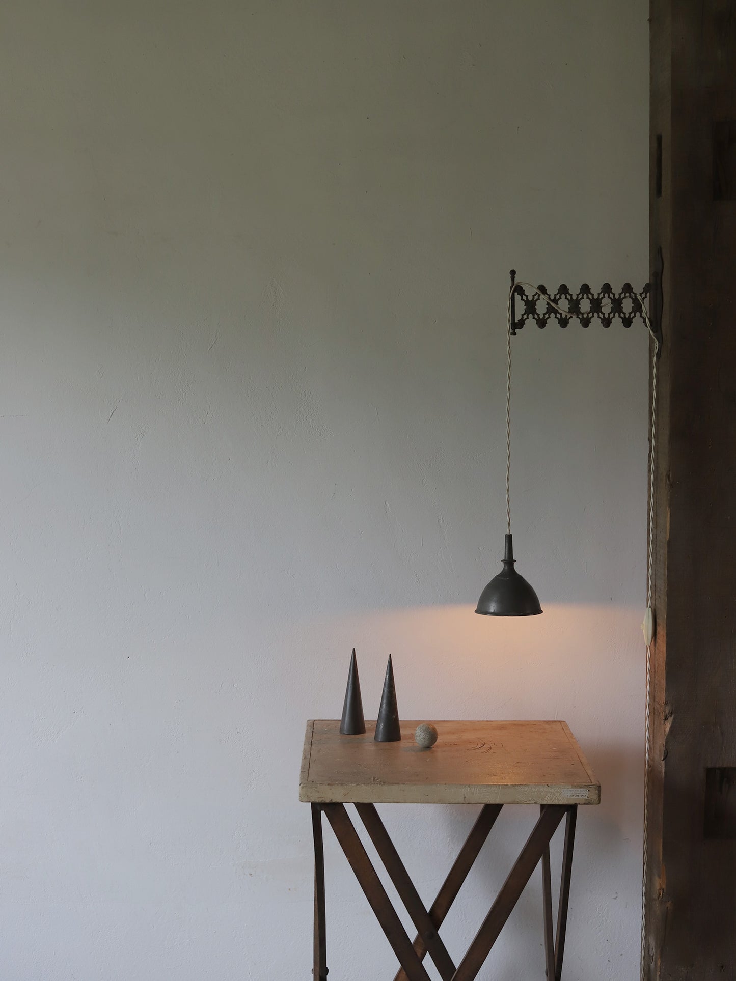 PEWTER FUNNEL LAMP & SWITCH