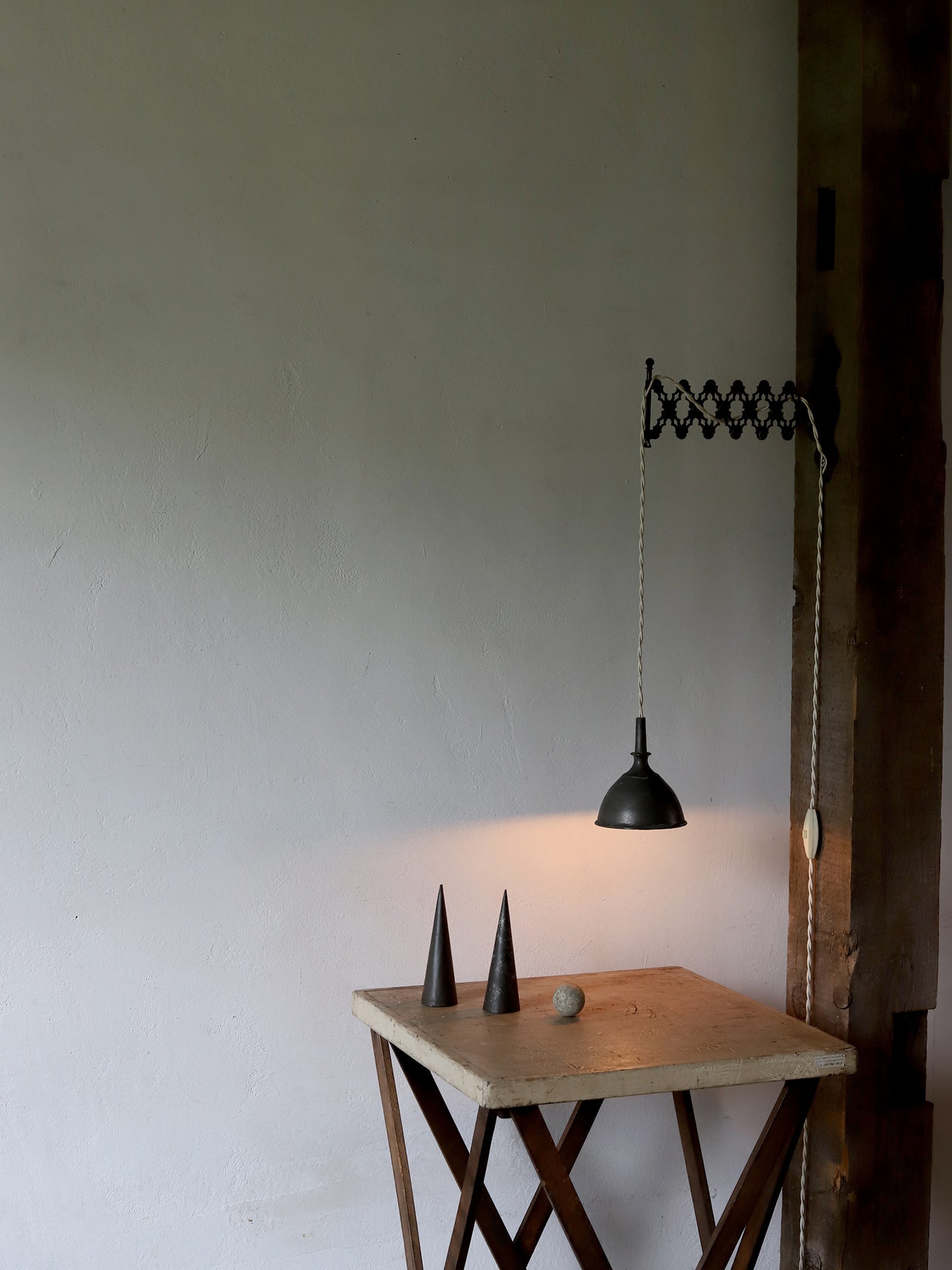 PEWTER FUNNEL LAMP & SWITCH