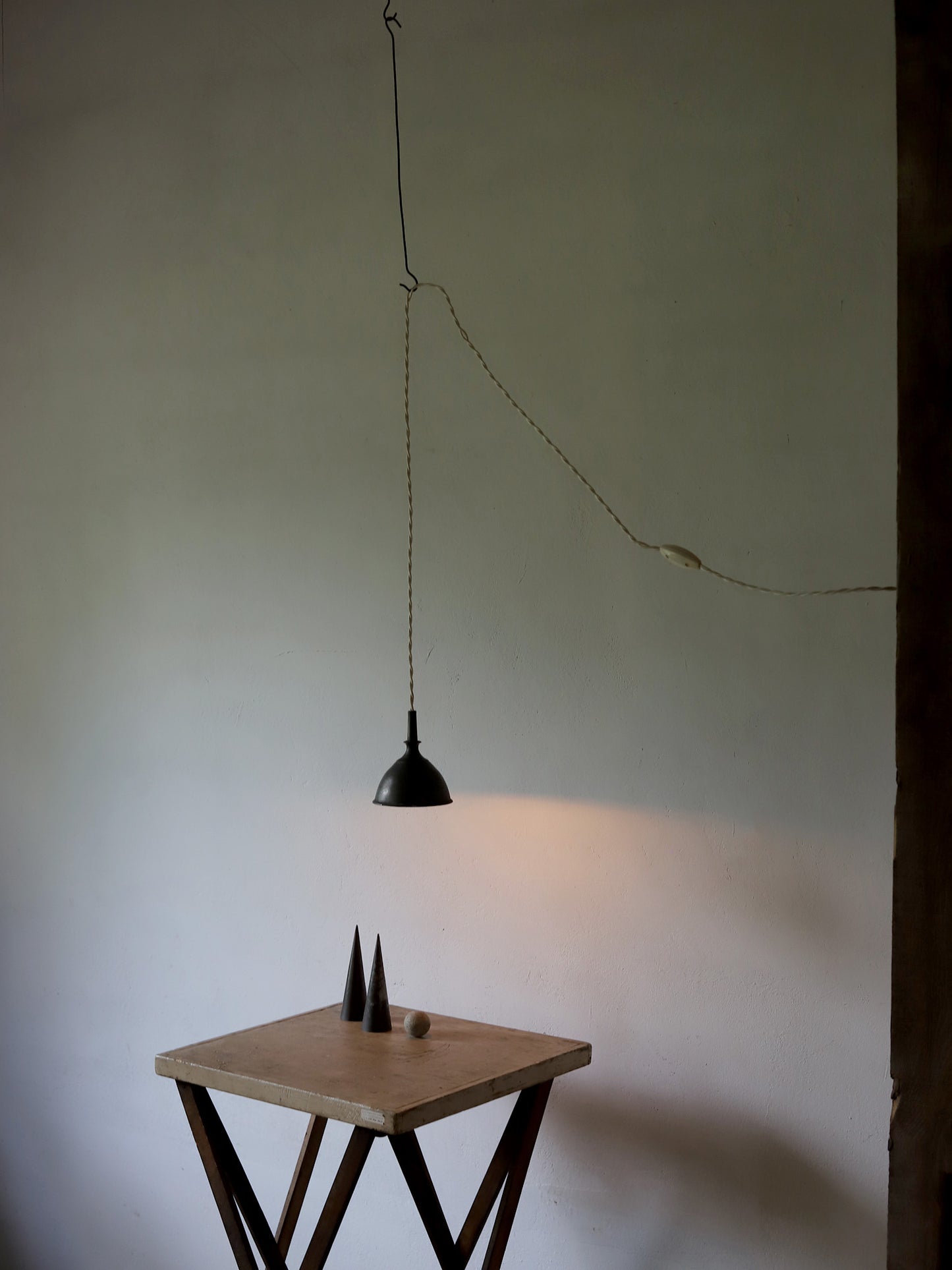 PEWTER FUNNEL LAMP & SWITCH