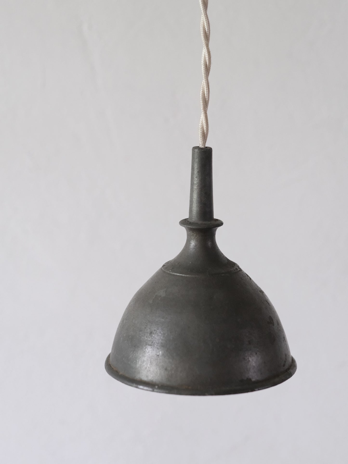 PEWTER FUNNEL LAMP & SWITCH