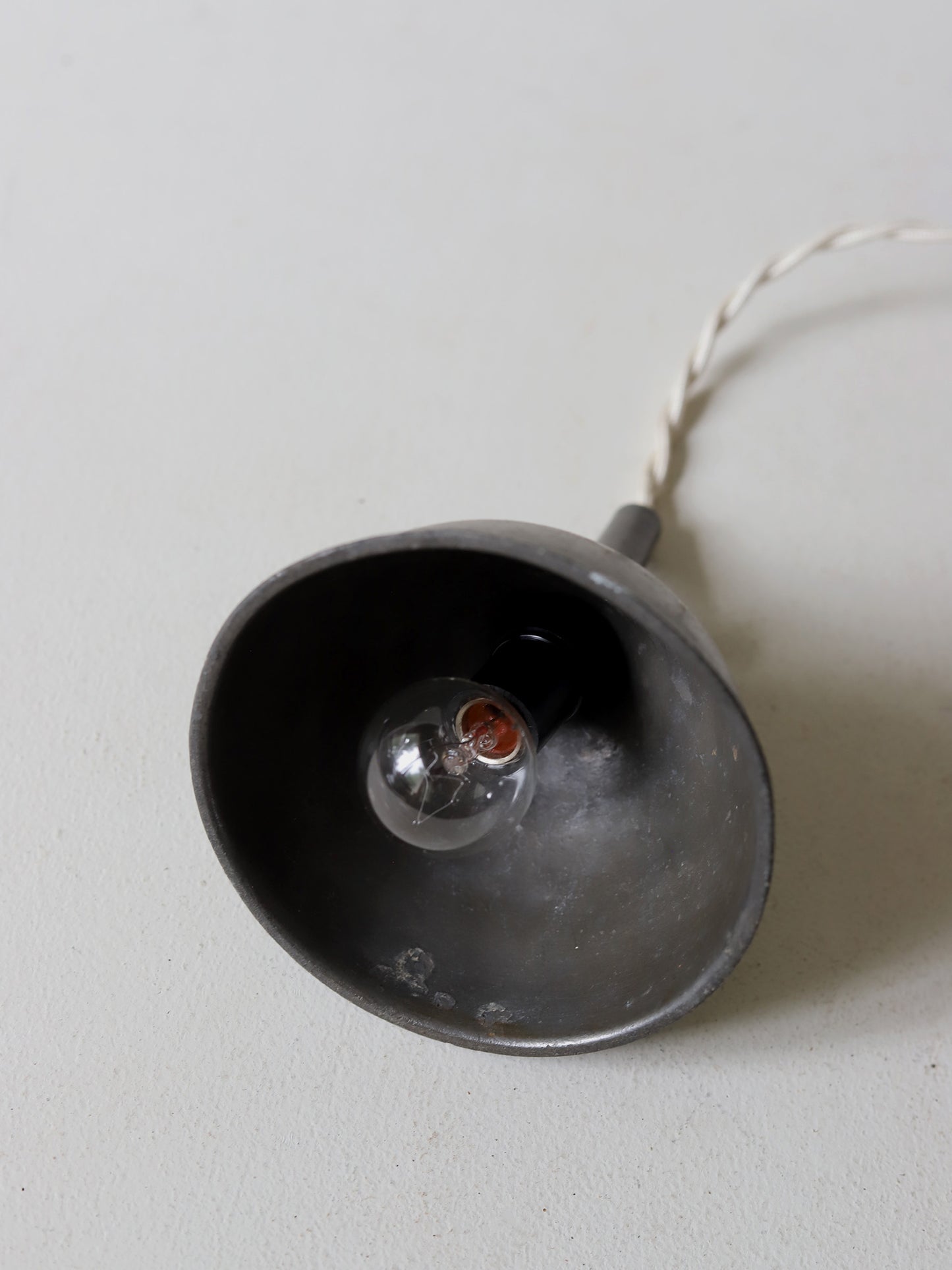 PEWTER FUNNEL LAMP & SWITCH